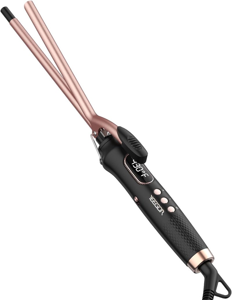 Yeegor 3/8 inch Thin Curling Iron,Extra Long Barrel Culing Wannd Ceramic,100-240V Dual Voltage Small Curling Iron for Tight Curls,12 Temps - Image 1